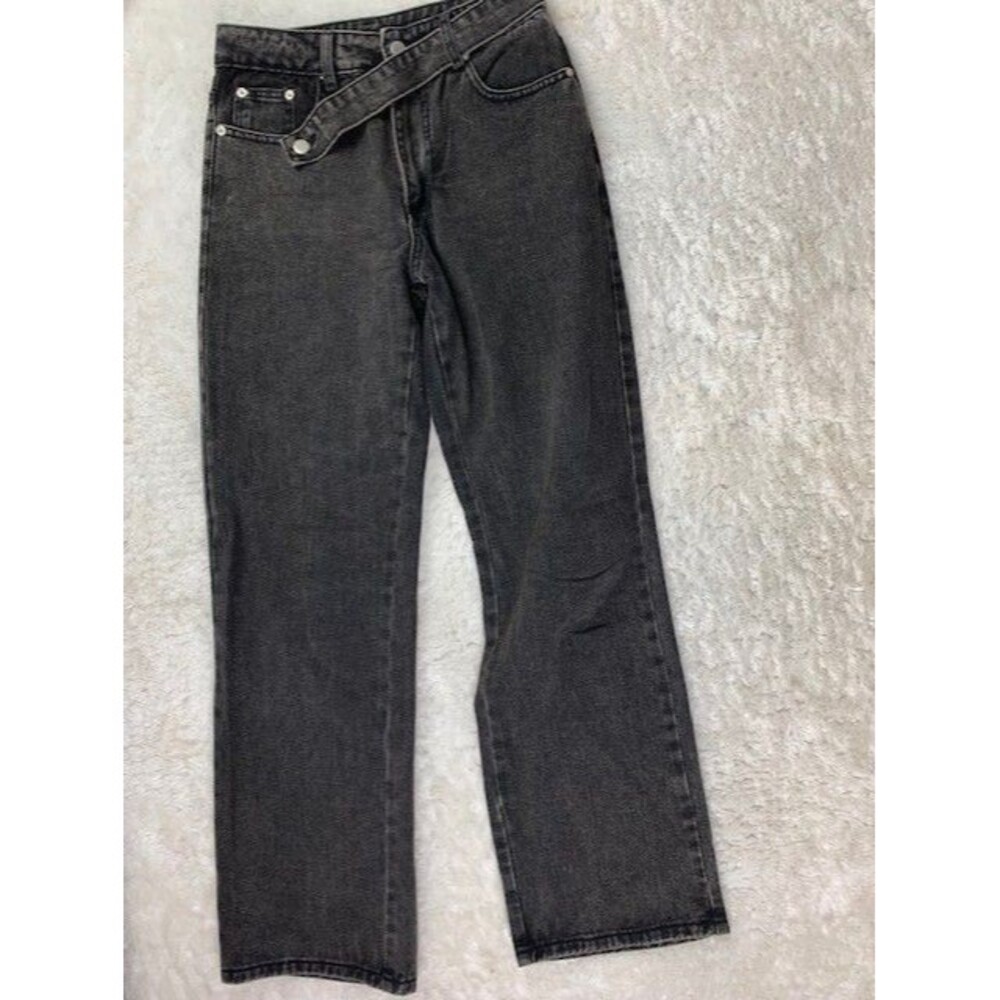 Forever 21 Size 26 Womens Jeans Wide Straight Leg Black High Rise